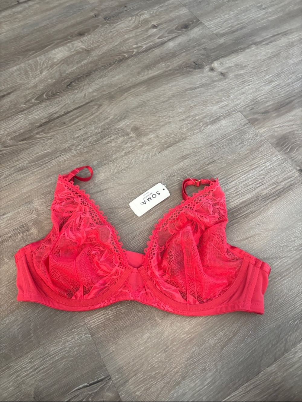 Soma Coral Red Lace Underwire Bra